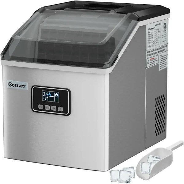 Costway 48 lbs Stainless Self-clean Ice Maker with LCD Display