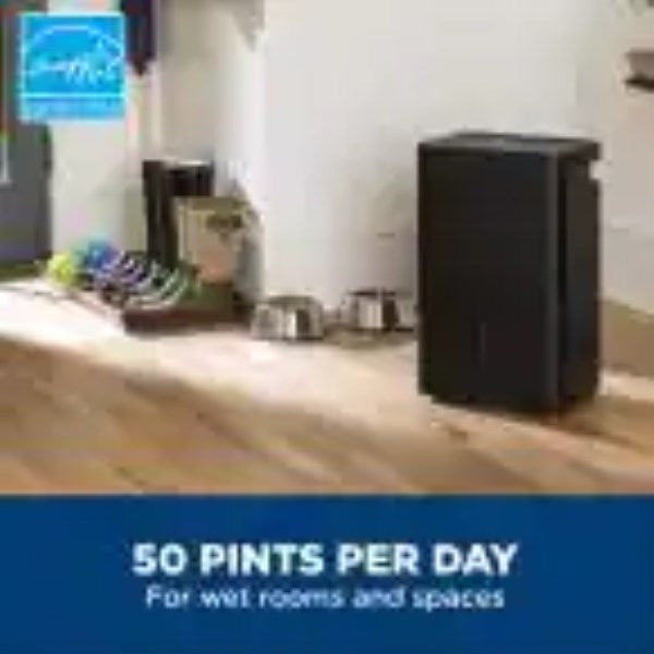 50 pt. Dehumidifier for Basement, Garage or Wet Rooms up to 4500 sq. ft. in Black, Three Fan Speeds, ENERGY STAR