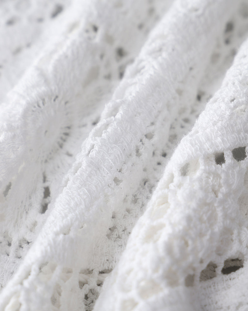 White V Neck Crochet Bell Sleeve Blouse