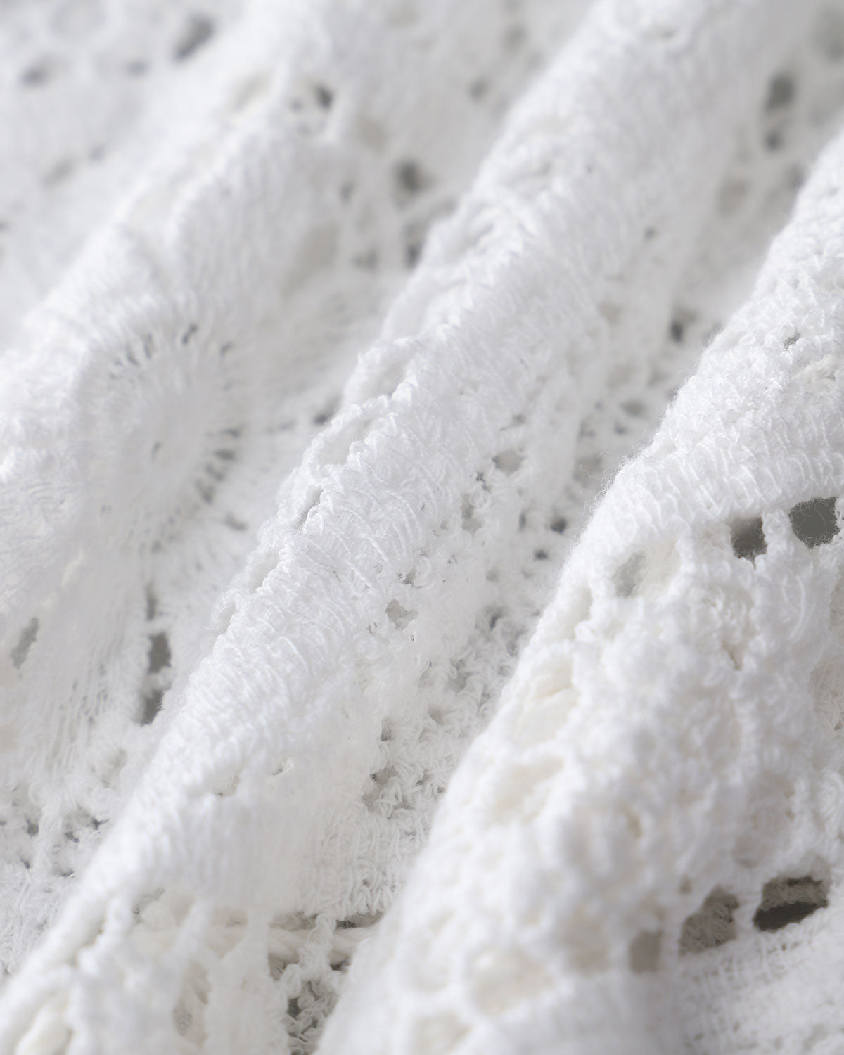White V Neck Crochet Bell Sleeve Blouse