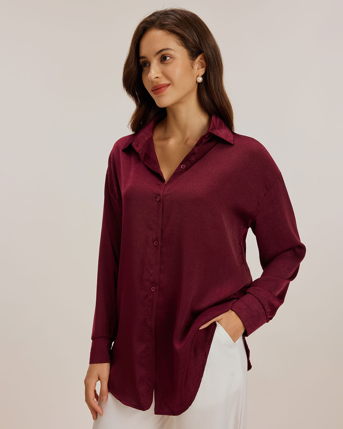 Red Button Loose Shirt