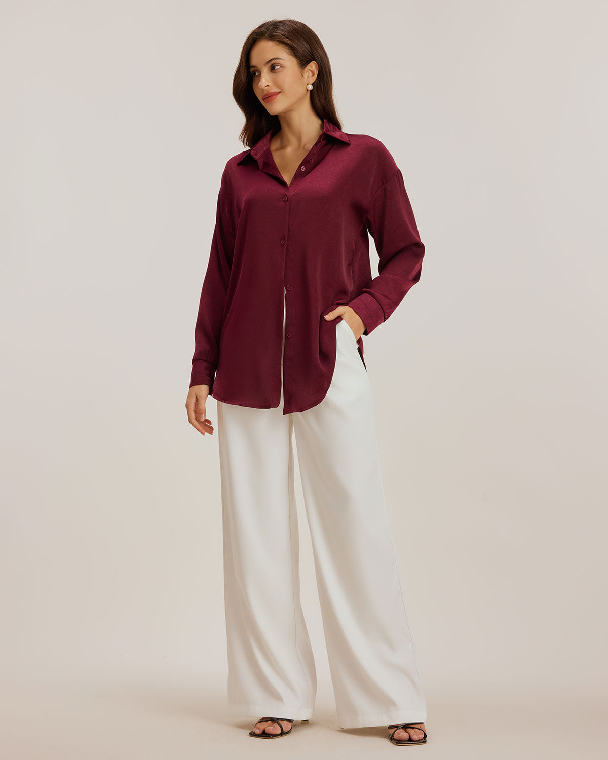Red Button Loose Shirt