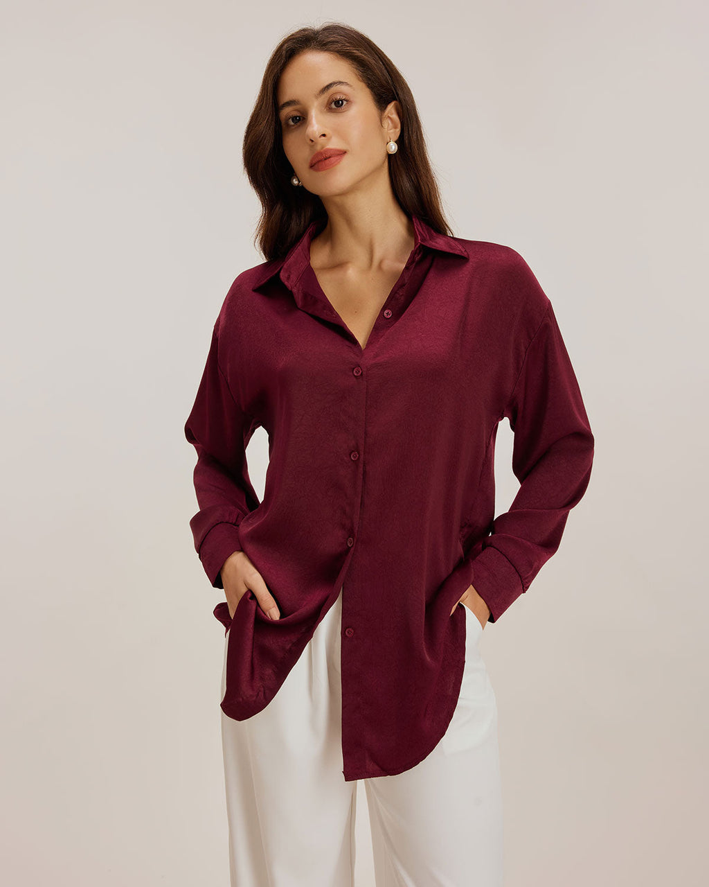 Red Button Loose Shirt