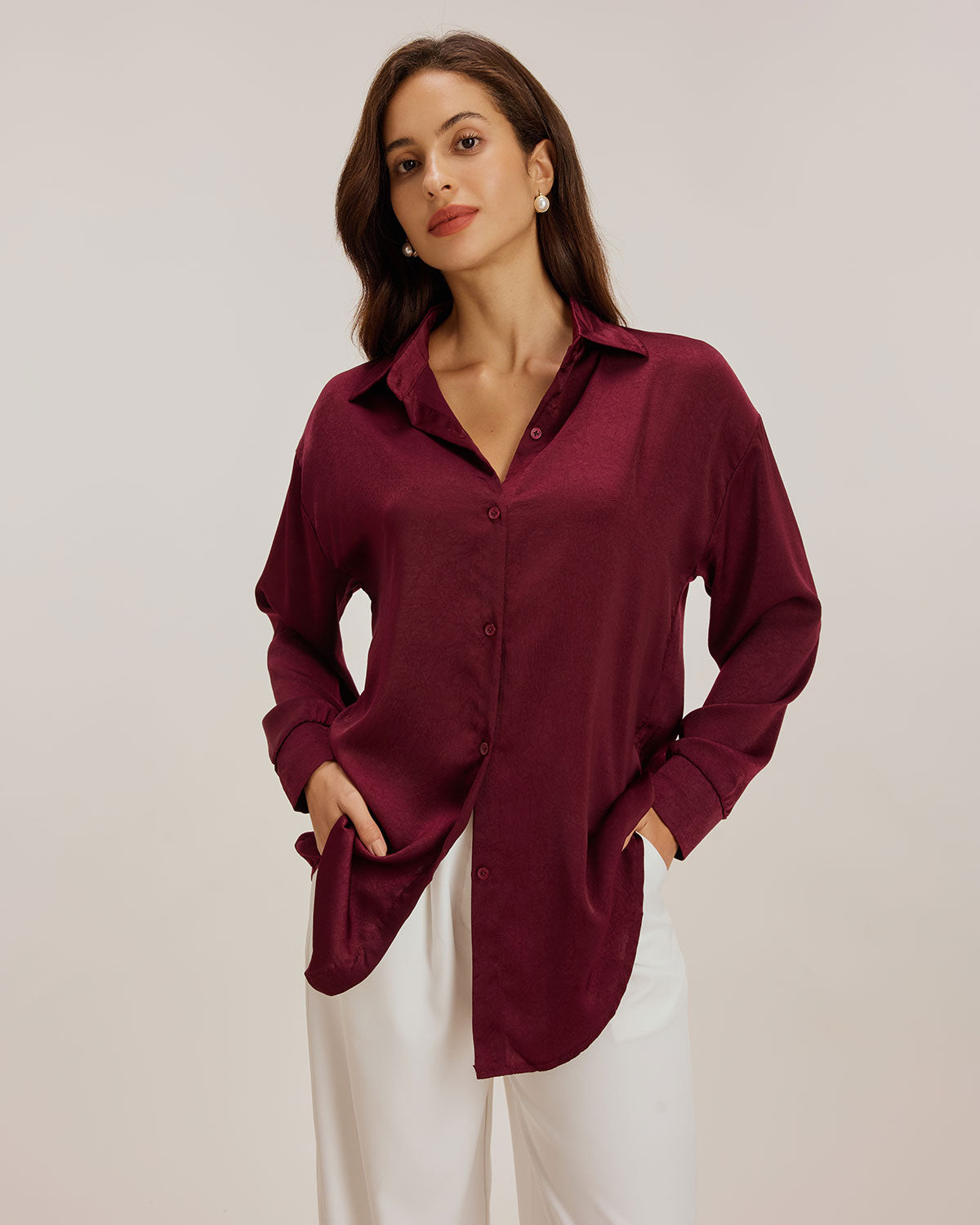 Red Button Loose Shirt