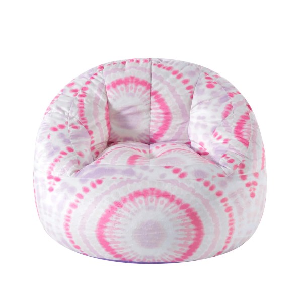 Justice Micromink Faux Fur Bean Bag Chair, Pink Tie Dye Pink Tie Dye