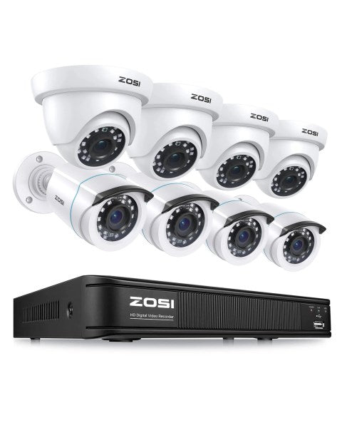ZOSI 8 Security Camera System 720p DVR 8 Channel 1280TVL HD Weatherproof CCTV
