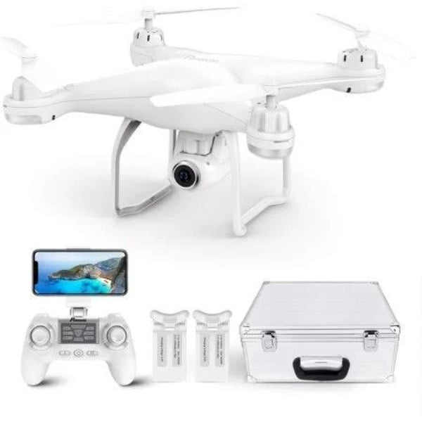 T25 Drone with 2K Camera for Adults, RC FPV GPS Drone with WiFi Live Video, Auto Return Home, Altitude Hold, Follow Me, Custom Flight Path, 2 Drone