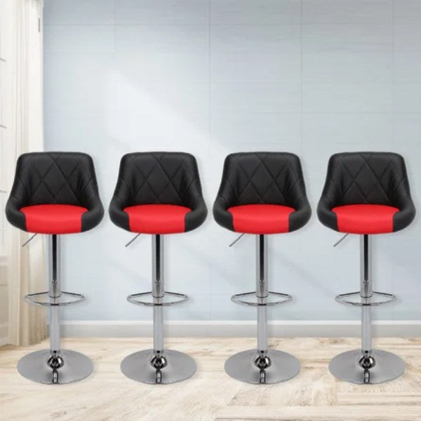 Marroquin Faux Leather Adjustable Height Swivel Bar Stool Orren Ellis Color Black/Red