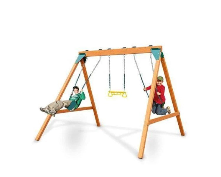 Swing-n-slide PB 8360 Ranger Wooden Swing Set with Swings, Brown
