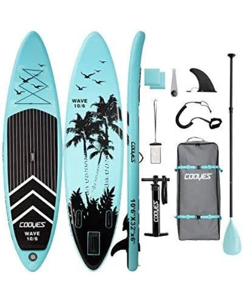 Cooyes Inflatable Stand Up Paddle Board 10.6 ft with Premium Sup Accessories and Backpack, Non Slip Deck, Waterproof Bag, Leash, Paddle and Hand Pump