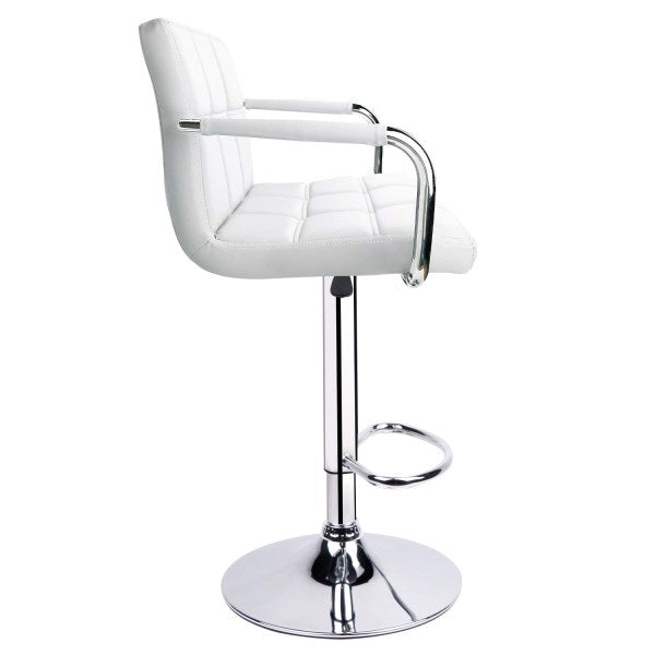 Homekoko Leopard Adjustable Bar Stools with Armrest, Square Back Swivel Double Stitching with Back Bar Stool, Set of 2 (White)