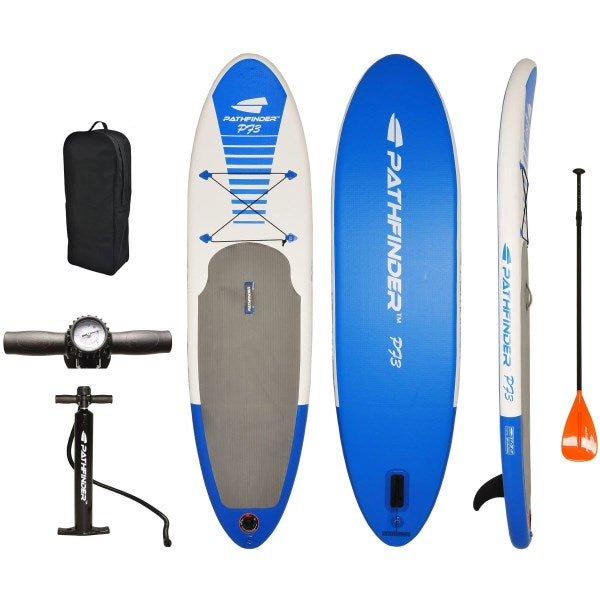 Pathfinder Vilano Inflatable Sup Stand Up Paddle Board, Fin, Pump, Paddle & Carry Bag, Blue