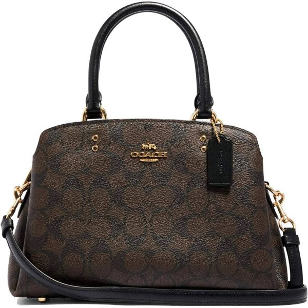 Coach Mini Lillie Carryall in Signature Canvas (Brown,black)