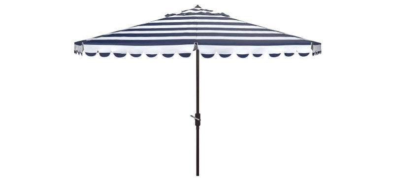 Safavieh PAT8111C 11 ft. Vienna Crank Umbrella Navy & White