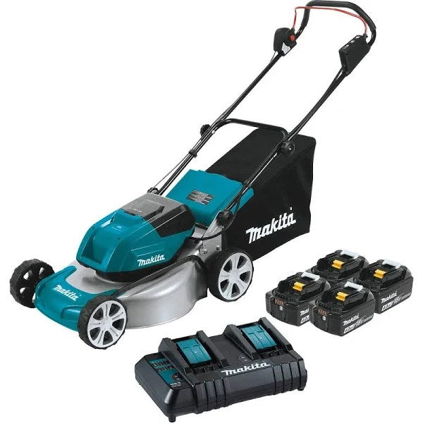 Makita XML03CM1 36V (18V X2) LXT Brushless 18 Lawn Mower Kit with 4 Batteries