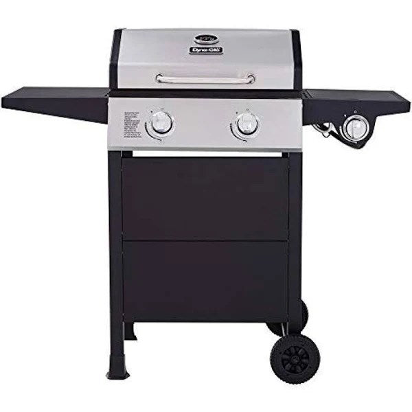 Dyna-Glo 2-Burner Open Cart Propane Gas Grill Stainless Steel Black Side Burner