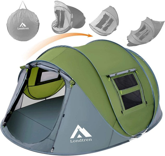 Pop Up Tents for Camping 4 Person Waterproof Tent, Size: 110*78*51, Green