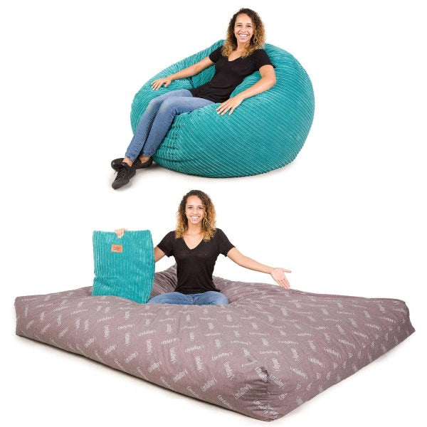 CordaRoy s - Sky Terry Cord Beanbag Chair - Queen