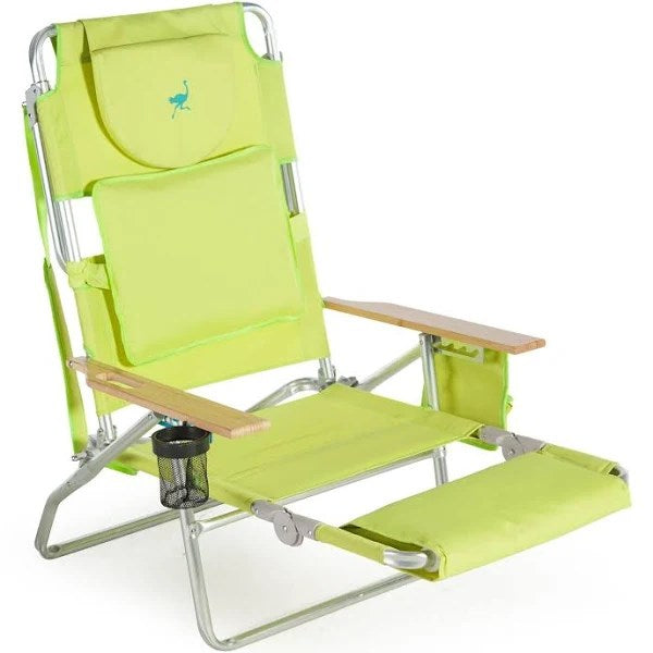 Ostrich Deluxe Padded 3-N-1 Outdoor Lounge Reclining Beach Chair Lime Green