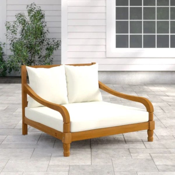 Wiest Double Chaise Lounge with Cushion Color Teak Brown