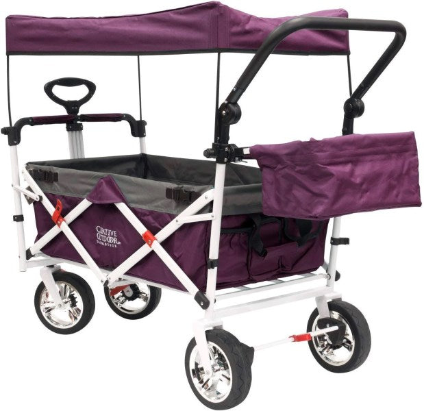 Push Pull Collapsible Folding Wagon Stroller Cart for Kids | Purple
