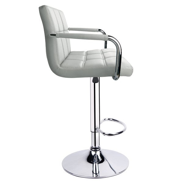 Bar Stools with Back & Arms | Adjustable Swivel Counter Stool with Armrest - Homekoko, Light Grey