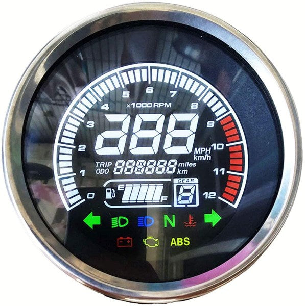 BLUERICE Real Color Digital Motorcycle Speedometer LED Universal Speedometer Odometer Motorcycle Gauge Water Temperature Gauge 2