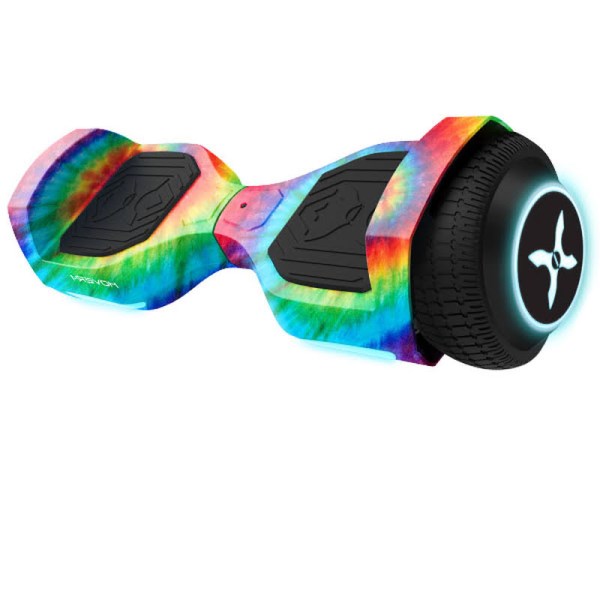 Hover-1 Rebel Kids Hoverboard LED Headlight, 6 M Max Speed, 130 lbs Max Weight, 3 Miles Max Distance - Rainbow Tie Die