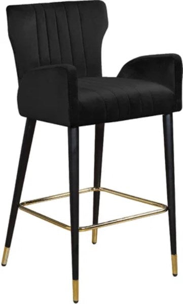 Everly Quinn Strange Velvet 28 Bar Stool Color: Black