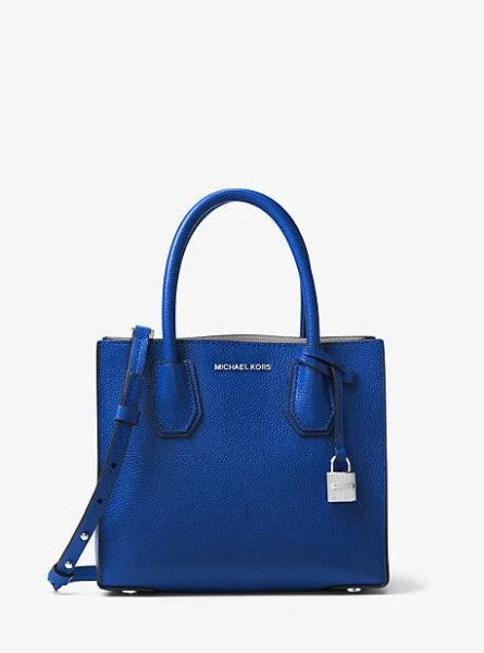 Michael Kors Studio Mercer Medium Electric Blue Pebbled Leather Messenger Bag