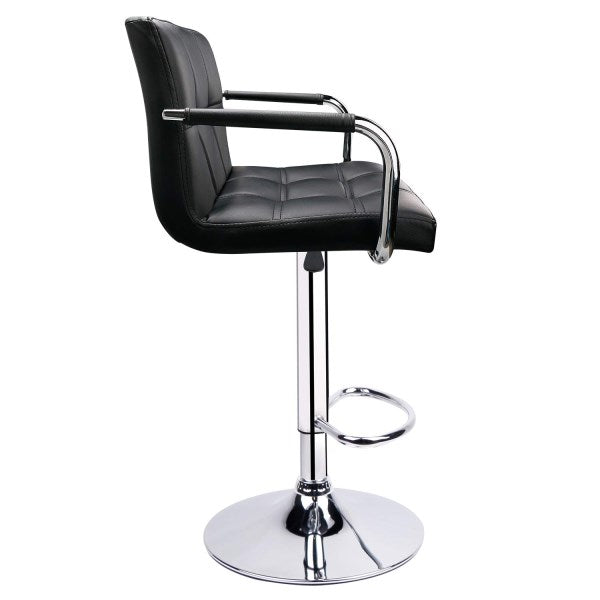Leopard Adjustable Bar Stools with Armrest, Square Back Swivel Double Black