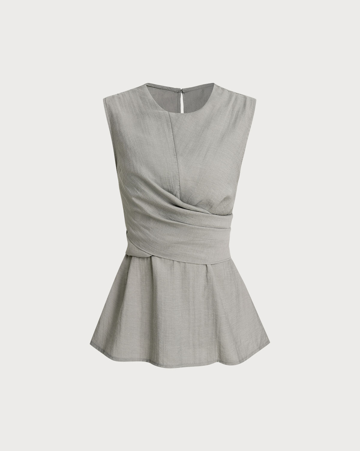 Grey Round Neck Wrap Tank Top