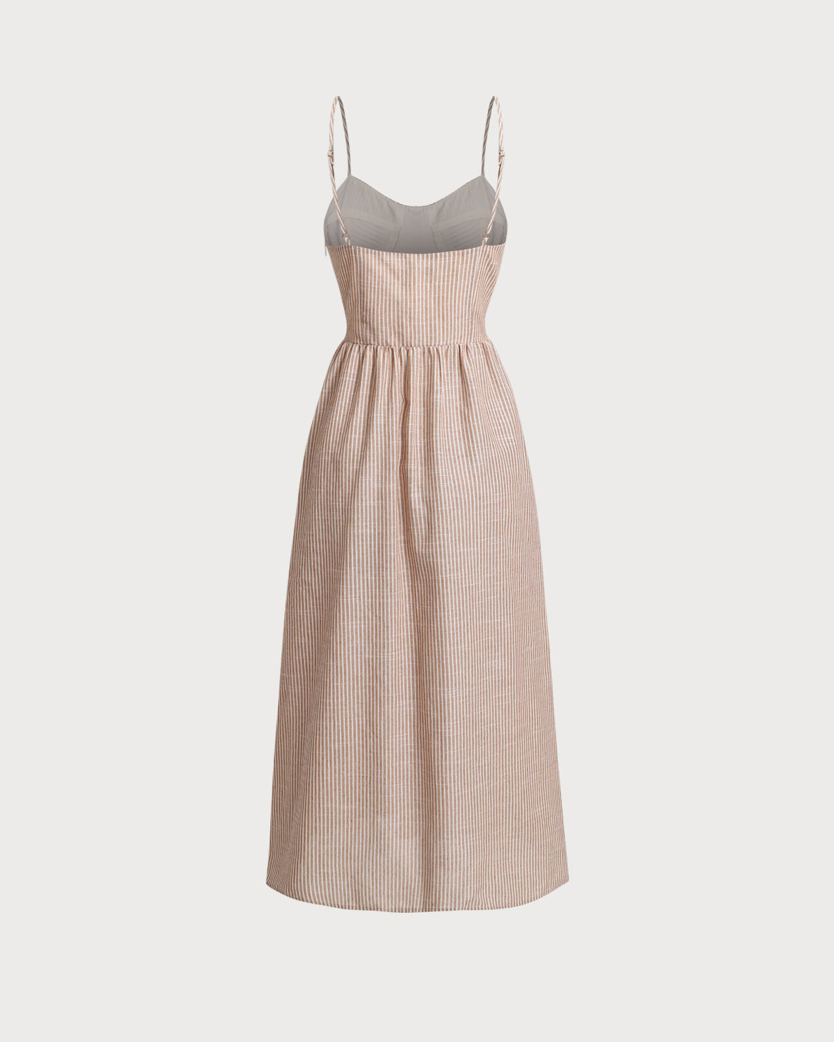 Orange Striped Sweetheart Neck Slip Maxi Dress