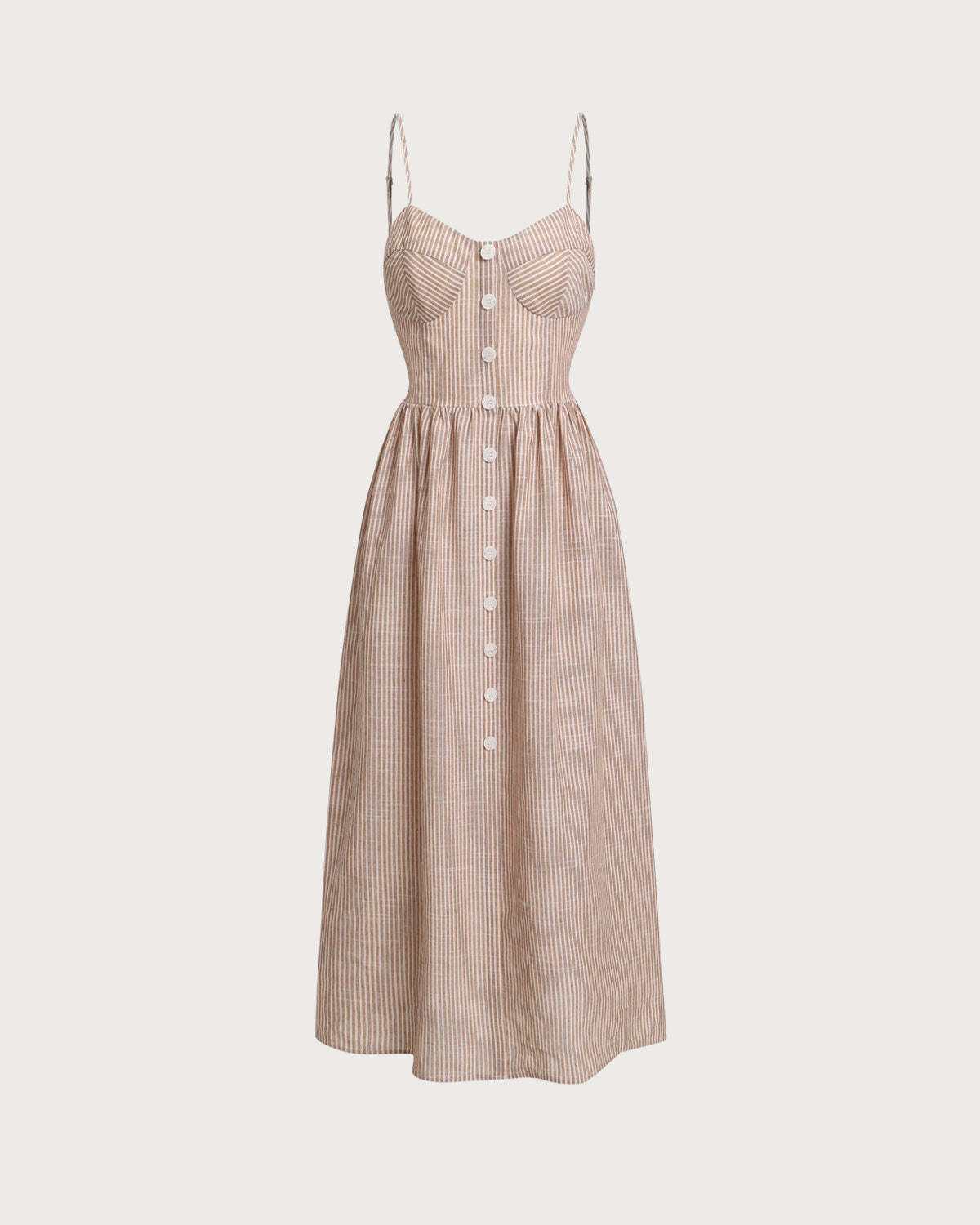 Orange Striped Sweetheart Neck Slip Maxi Dress