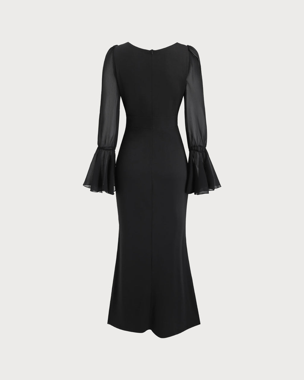 Black V Neck Bell Sleeve Maxi Dress