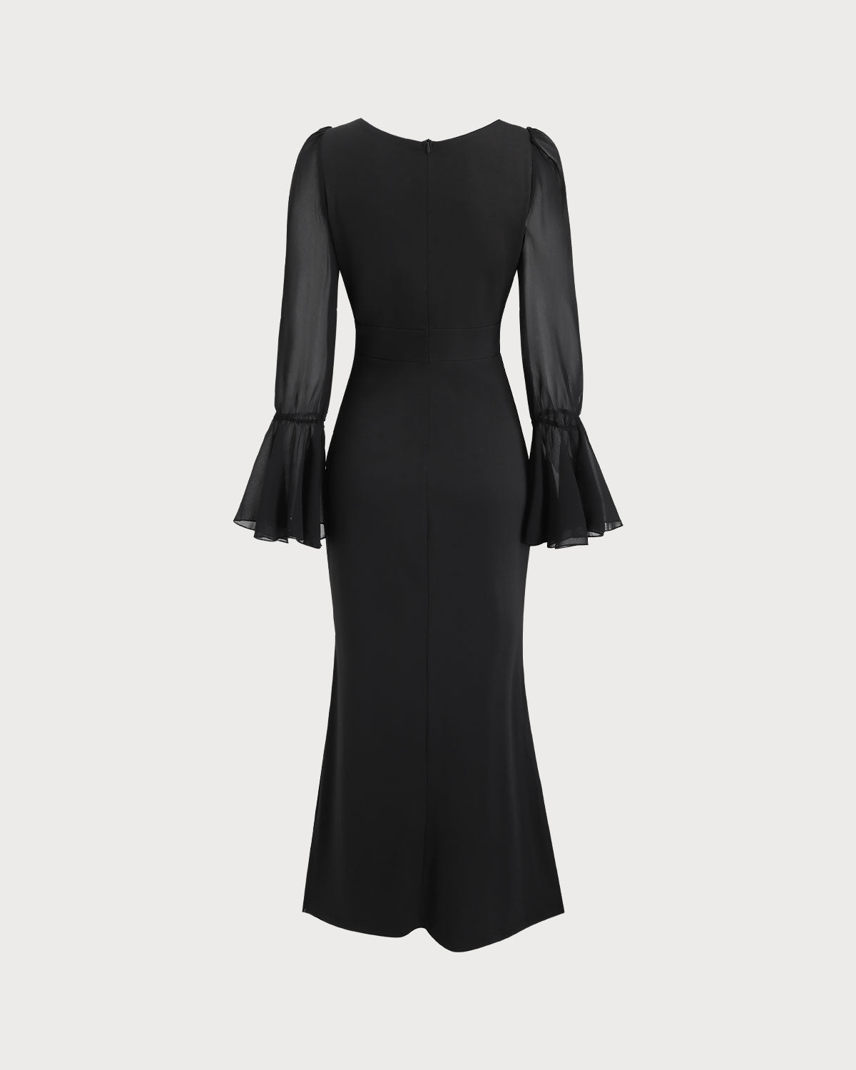 Black V Neck Bell Sleeve Maxi Dress