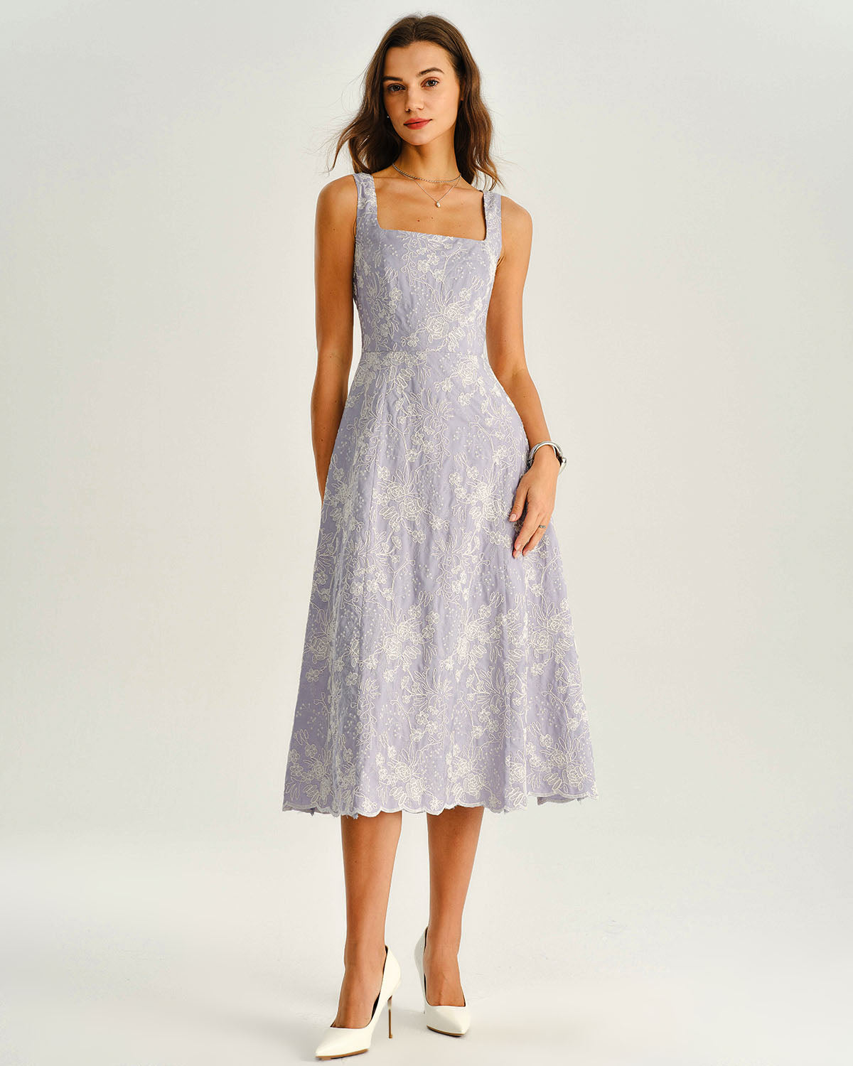 Purple Floral Slip Midi Dress
