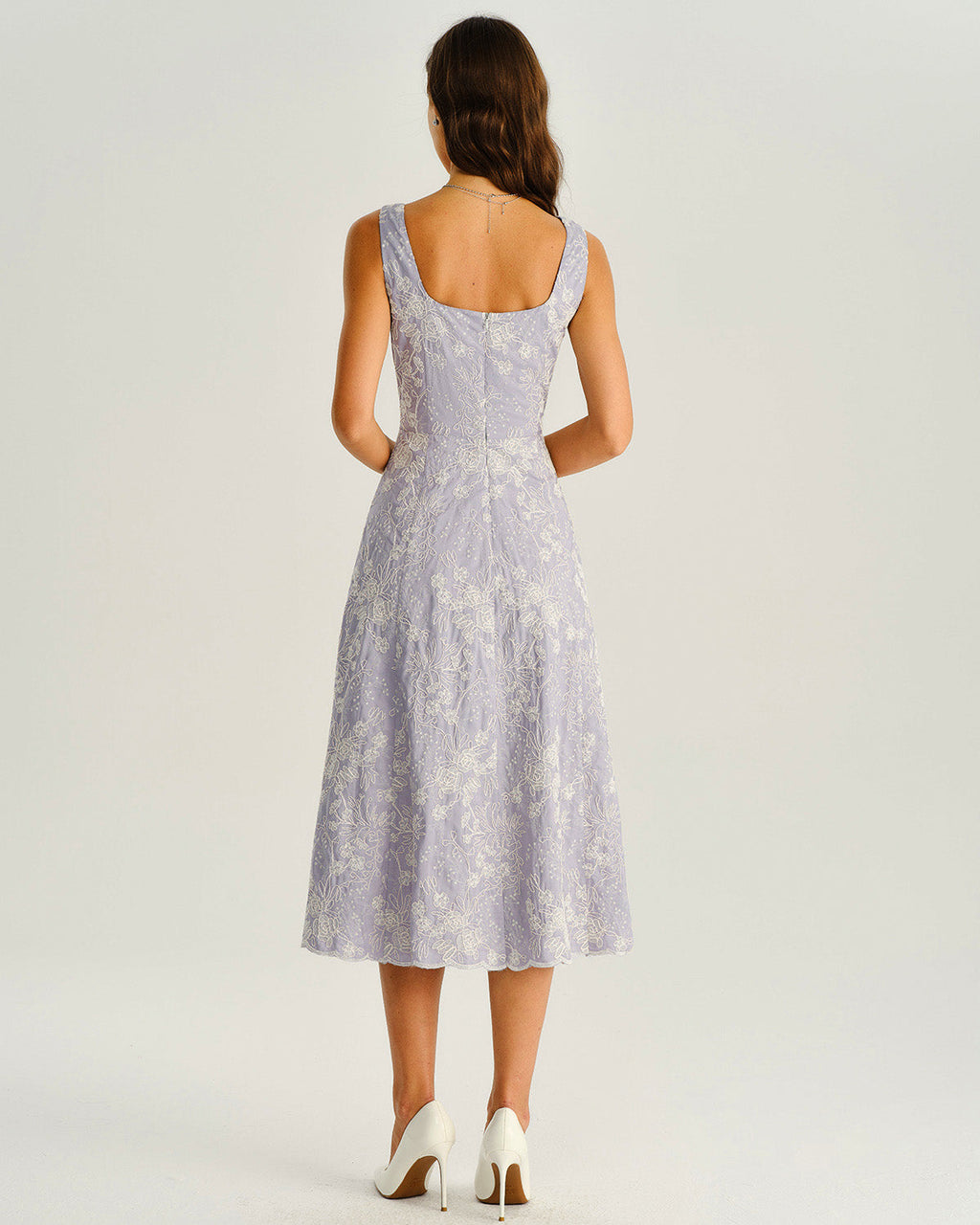 Purple Floral Slip Midi Dress
