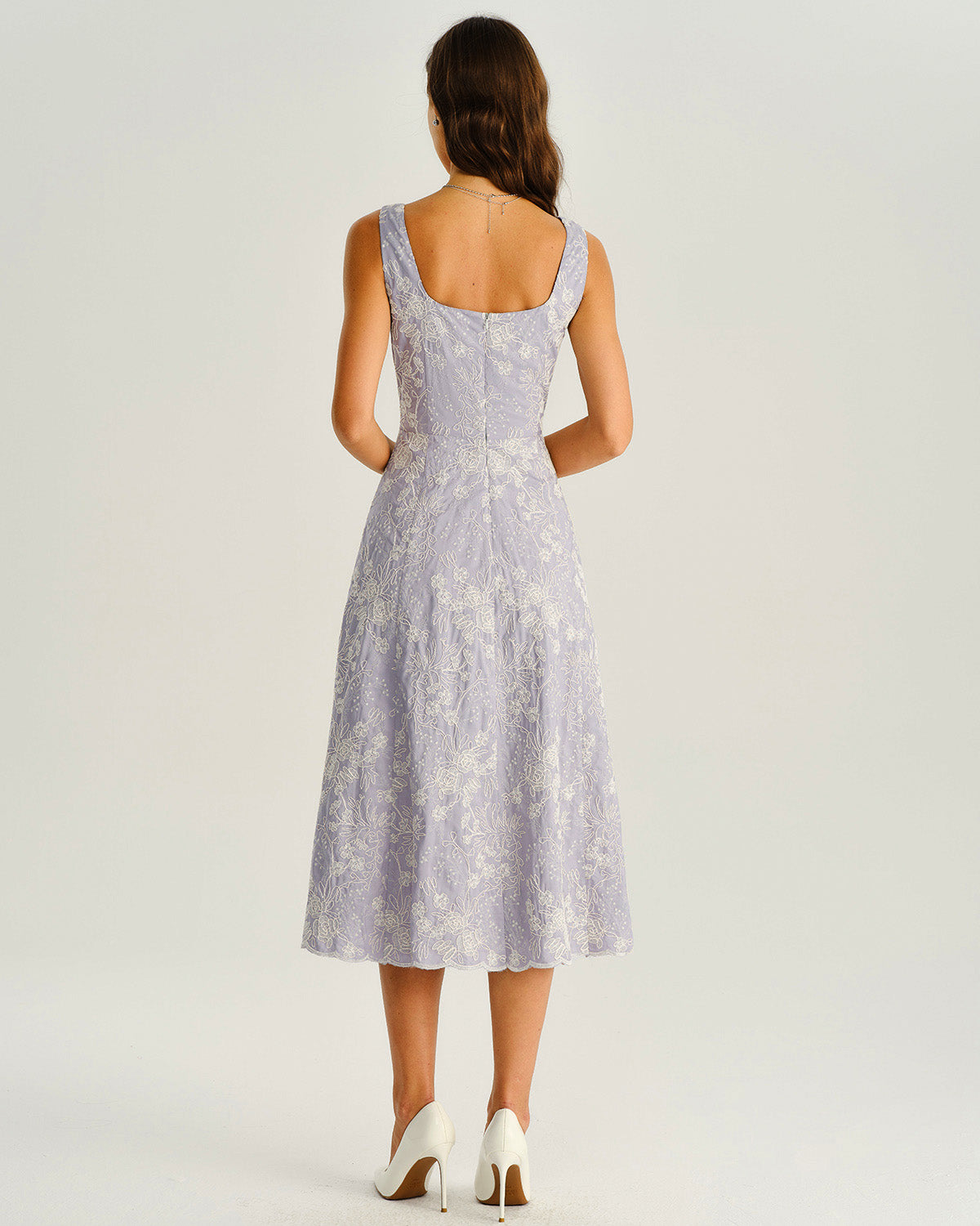 Purple Floral Slip Midi Dress