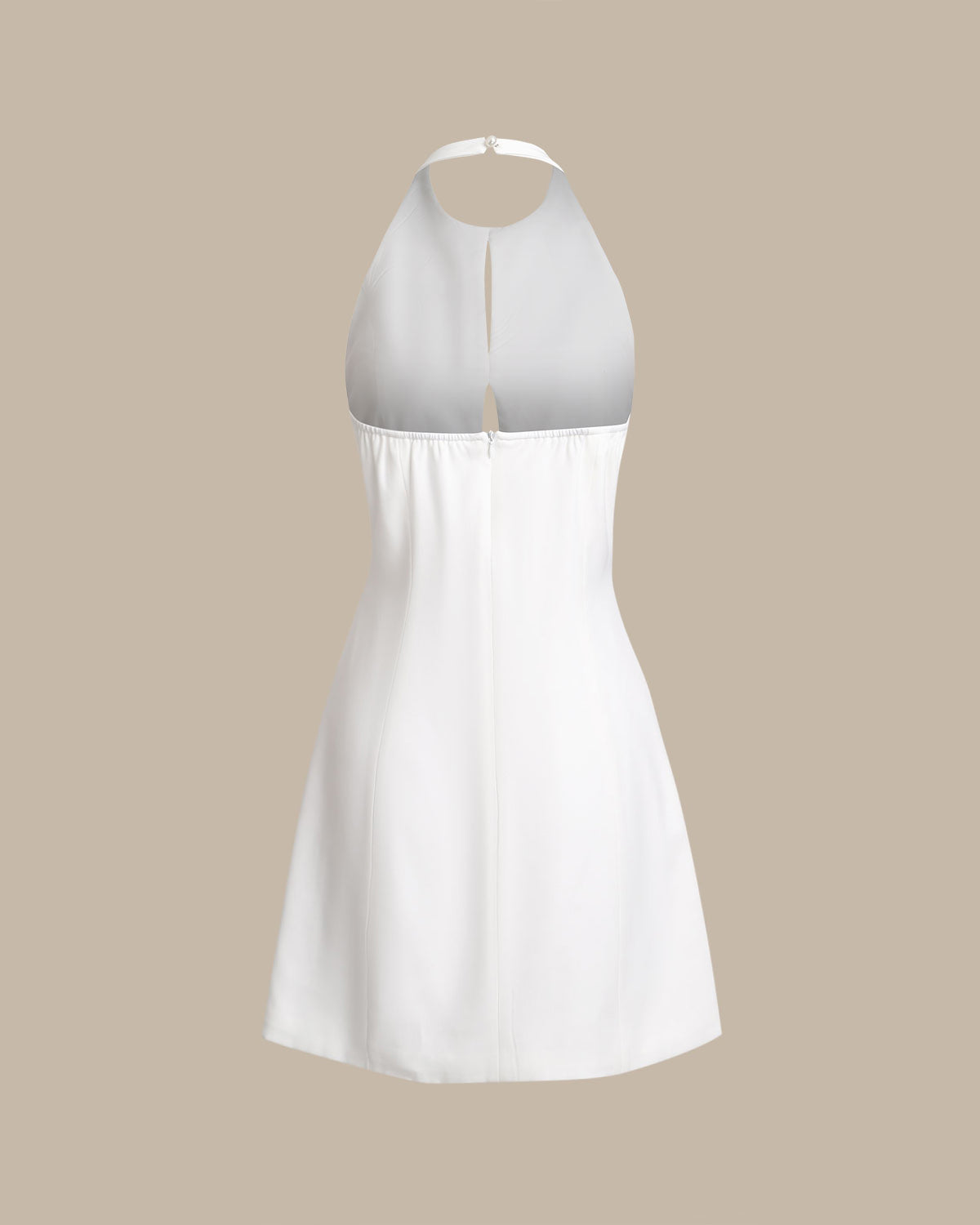 White Halter Backless Mini Dress