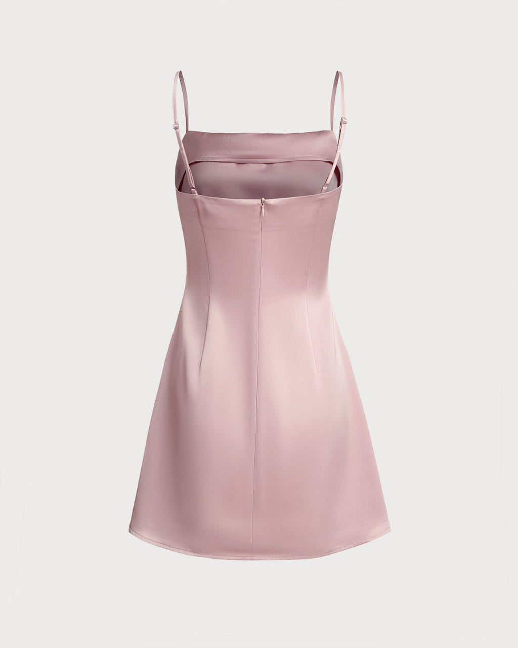 Pink Square Neck Satin Mini Dress