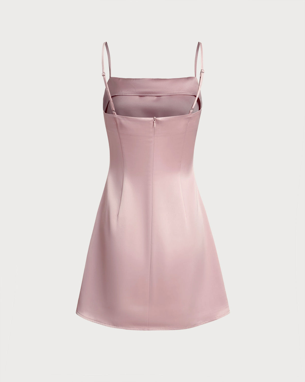 Pink Square Neck Satin Mini Dress