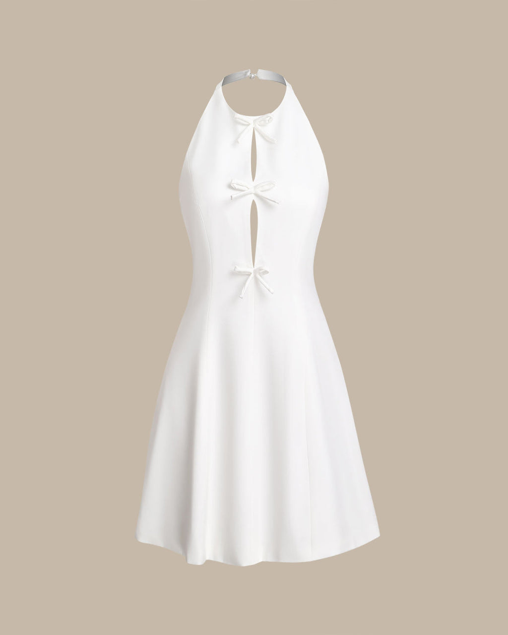 White Halter Backless Mini Dress