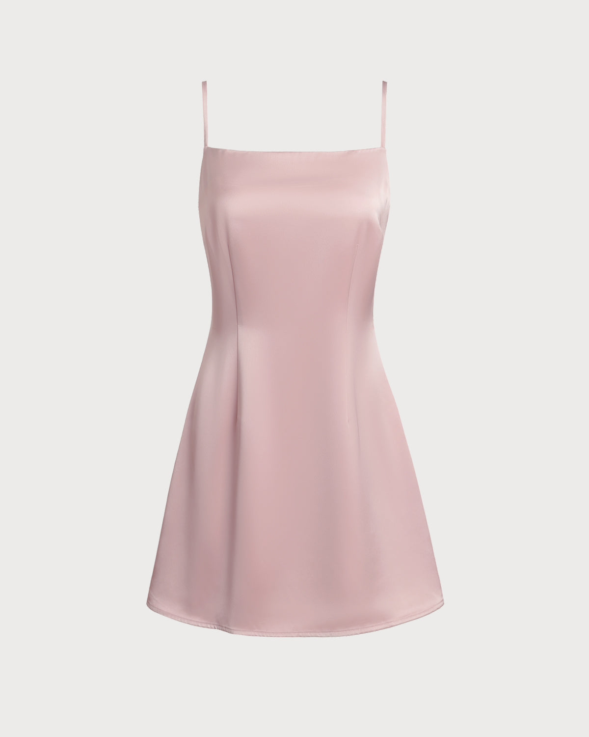 Pink Square Neck Satin Mini Dress