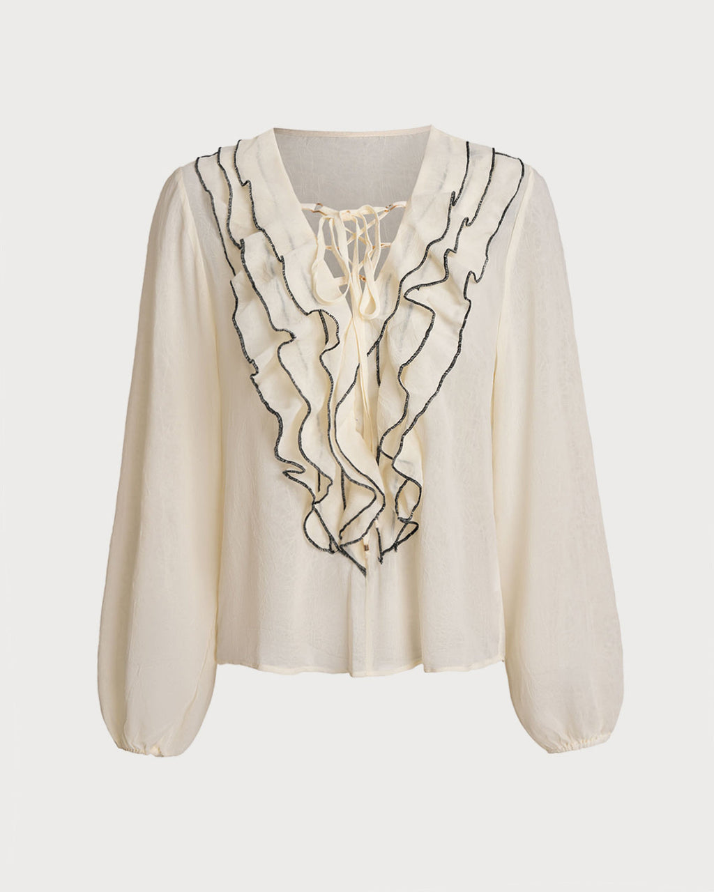 Apricot Contrast Ruffle Shirt