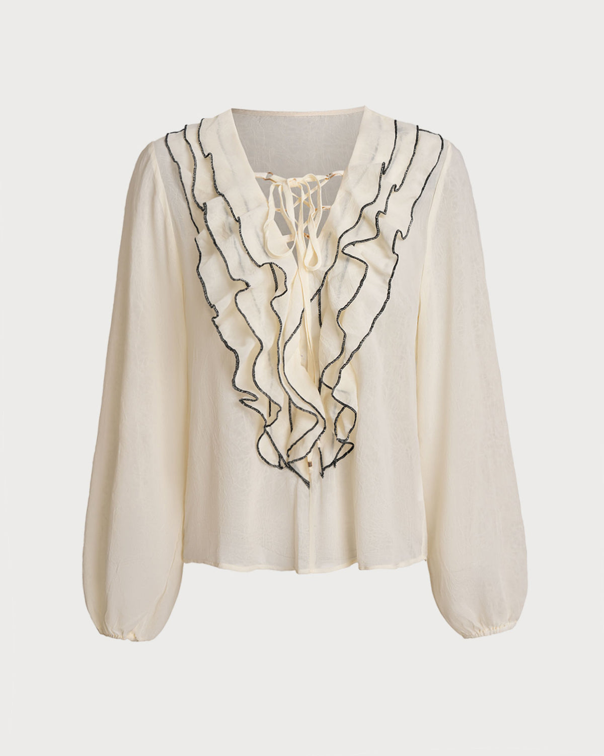 Apricot Contrast Ruffle Shirt