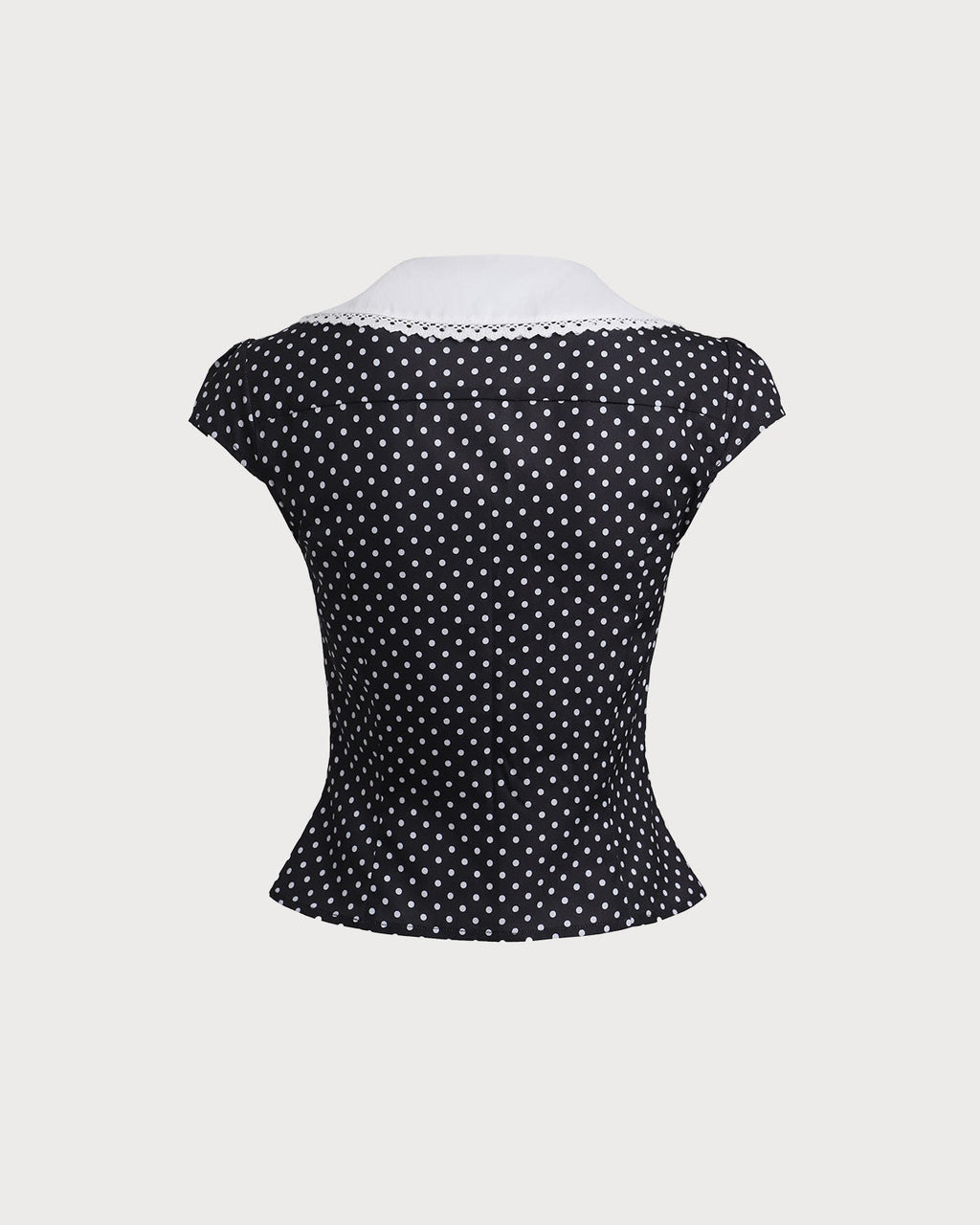 Black Polka Dot Cap Sleeve Shirt