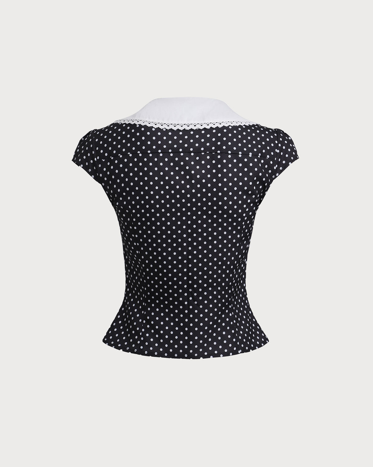 Black Polka Dot Cap Sleeve Shirt