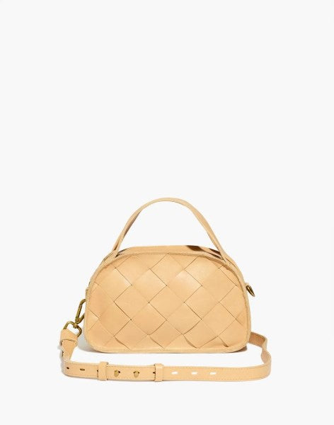 Madewell The Sydney Zip-Top Crossbody Bag: Woven Leather Edition in Desert Dune - Size One S