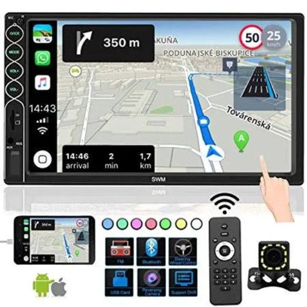 Leadfan 7 Car Stereo Double DIN Radio Audio Receivers Digital Media Capacitive Touchscreen MP5 Player with Backup Camera Support Phone Mirror Link St N6